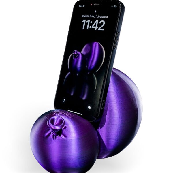 Uchwyt na telefon 3D w kształcie fioletowego balona – stojak o zabawnym designie.