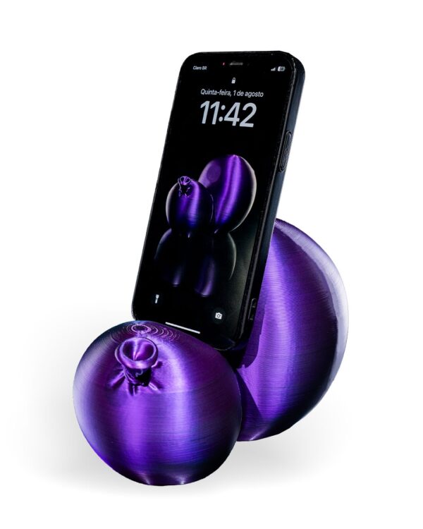 Uchwyt na telefon 3D w kształcie fioletowego balona – stojak o zabawnym designie.