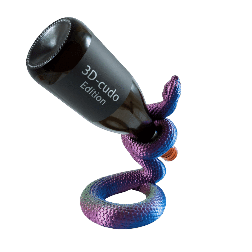 Viper – wąż stojak na butelki z druku 3D – zdjęcie produktu w użyciu
